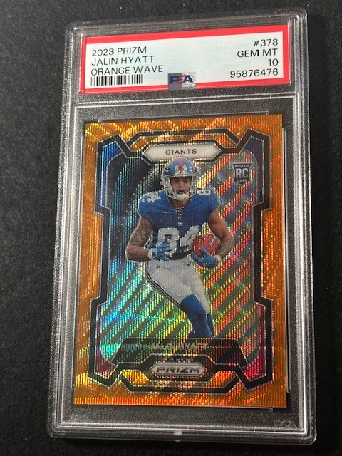 2023 Panini Orange Wave Prizm Jalin Hyatt #378 PSA 10 RC /60 NY Giants Tenn Vols view 2