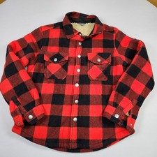 Eddie Bauer Kids 8 Sherpa Lined Plaid Flannel Jacket Red Black Buffalo Check