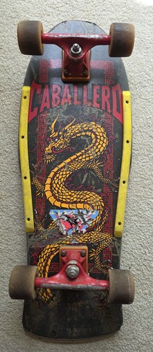 Vtg 1980's Steve Caballero POWELL PERALTA Dragon Black Skateboard TRACKER Trucks - Picture 4 of 21