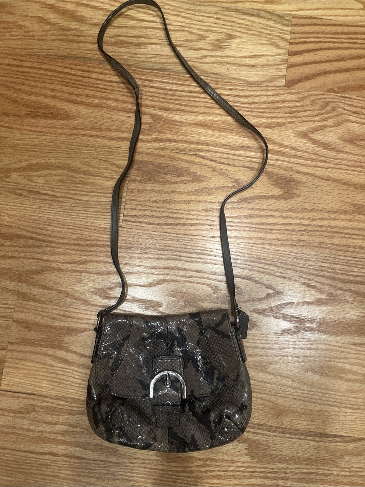 Coach Python Embossed Soho Snakeskin Leather Cros… - image 1