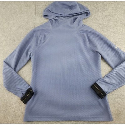 Nike Pro Dri-FIT Waffle Knit Pullover Hoodie Blue Womens Medium Athleisure
