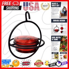 Durable Hanging Glass Hummingbird Feeder with Red Bowl & Perch, 4oz Capacity
