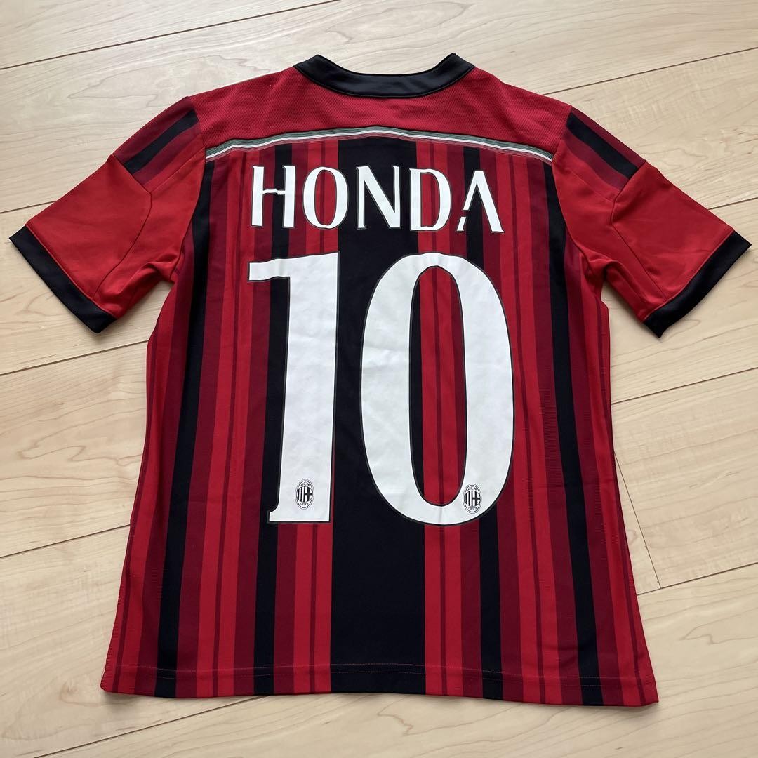 16-17 AC MILAN HONDA 10番　adidas M size赤黒 Adidas AC Milan Jersey 150 Keisuke Honda Red/Black Climacool