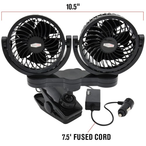 RPSC8572 12-Volt Dual Fan with Mounting Clip, Black, 10X7X12 - Picture 2 of 7