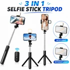 3 in 1 Bluetooth Selfie Stick Tripod Remote Fill Light Foldable Phone Stand 68in