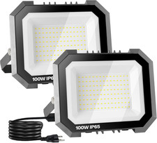 2 Pack LED Flood Lights Outdoor, 100W 10000LM Super Bright Floodlight outside Wo