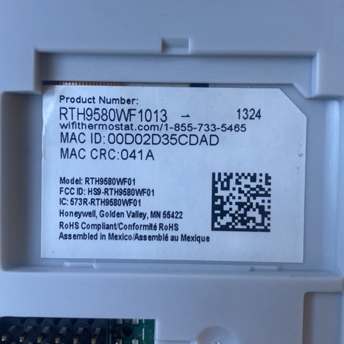 Honeywell RTH9580WF Wi-Fi Smart Thermostat – Programmable, Color Touchscreen - Picture 9 of 10