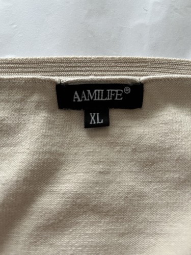 AAMILIFE Women's Beige Long Sleeve Button Front Cardigan Sweater Size XL - Picture 2 of 6