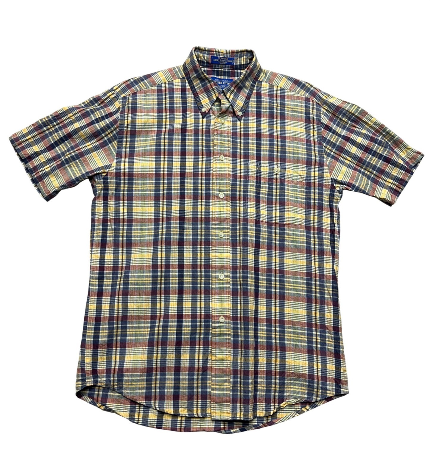 Pendleton Plaid Oceanside Button Down Shirt Yello… - image 1