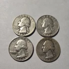 Lot of 4 Silver Washington Quarters - 90% Silver