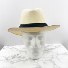 Vtg Untouchables Collection Straw Fedora Hat Mens Medium Cream Good Panama Style