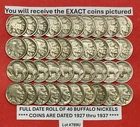 Buffalo Nickels Lot Roll of 40 FULL DATE Coins Dated 1927-1937 NICE ROLL! #789U