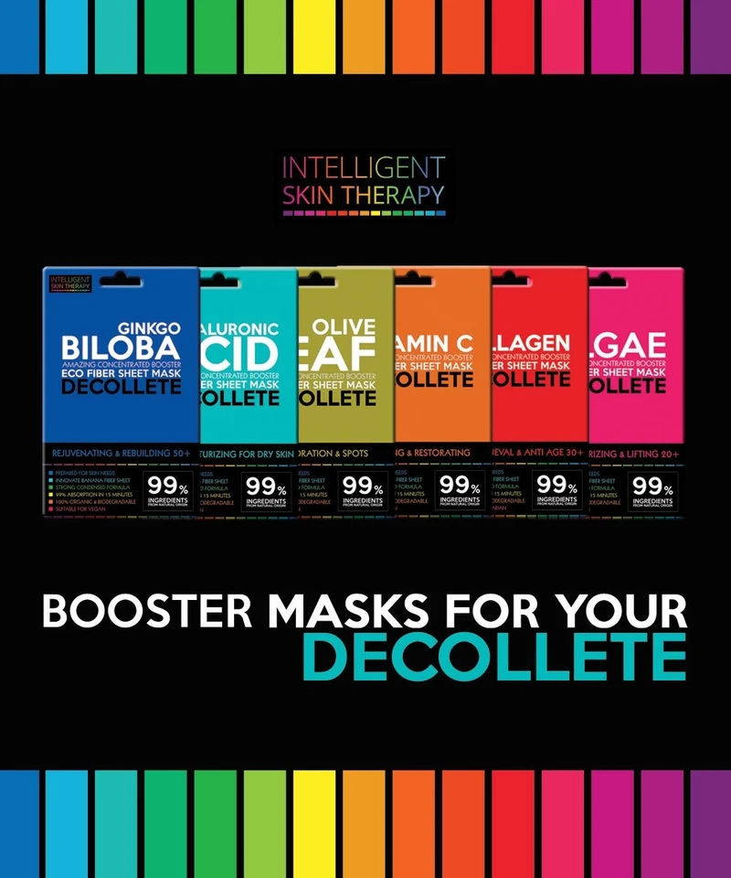 Collagen Decollete Sheet Mask Biodegradable Vegan Natural EU Made Pack of 3 - Image 3 of 4