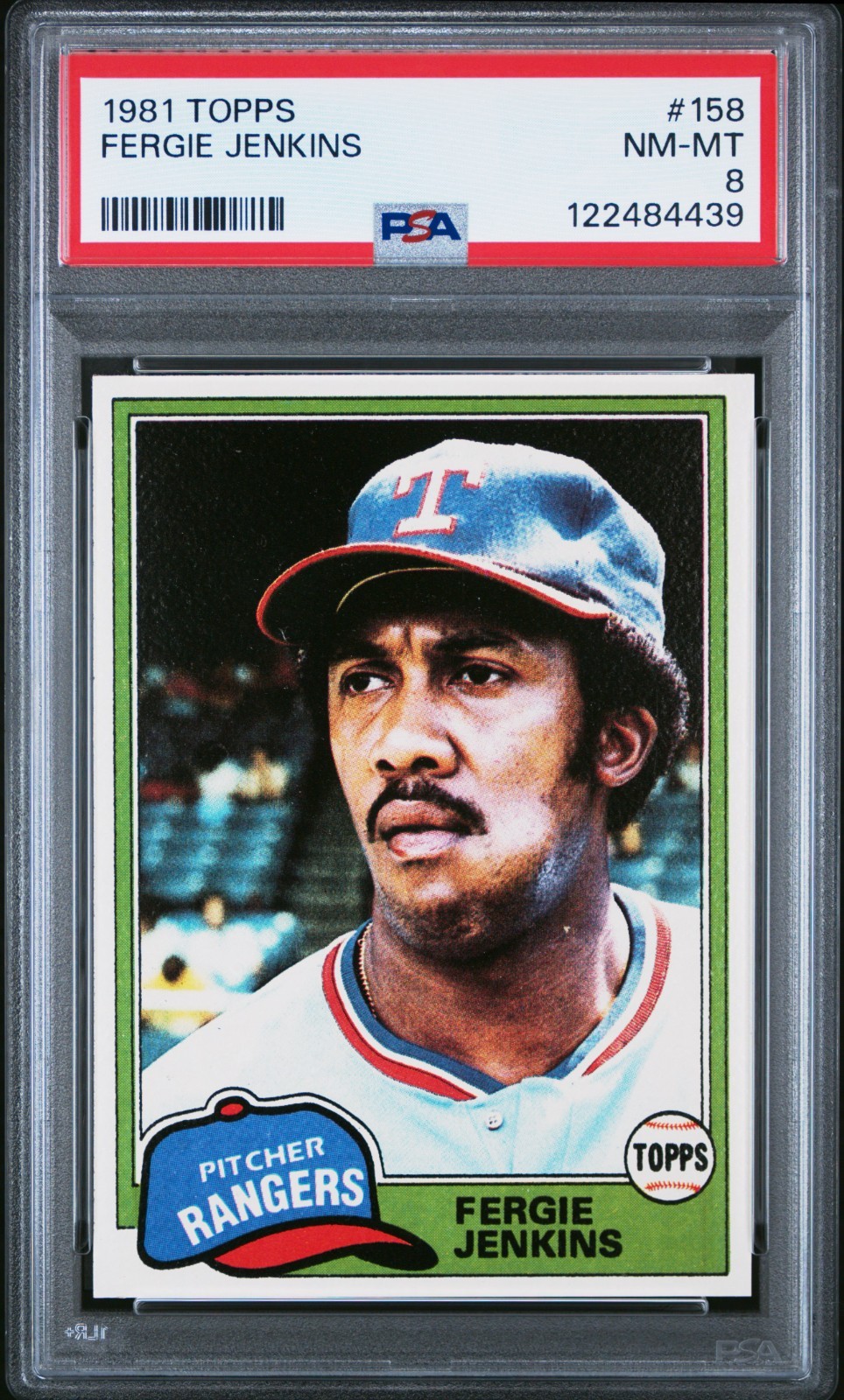 PSA 8 NM MINT 1981 TOPPS FERGIE JENKINS #158 RANGERS 84439 B159