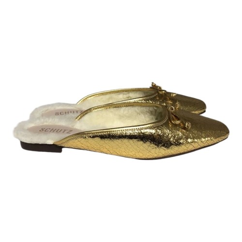 Schutz Evelin flach Metallic Crackle Gold Leder Damengröße 7 Medium - Bild 7 von 11
