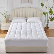 4 Inches Thick Mattress Topper Quilted Cooling Mattress Topper Pad 1200 GSM