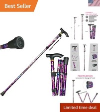 Lightweight Aluminum Folding Cane with Floral Design - Adjustable 33-37 Inches