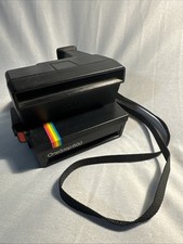 VINTAGE Polaroid One Step 600 Land Camera Black Rainbow w/ Strap UNTESTED 