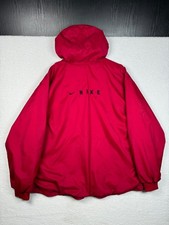  Vintage 90s Nike Jacket Nylon Hoodie Fleece Lines Full Zip L Fits XL Burgundy