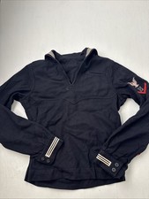 Vintage US Navy vietnam Era Blue CrackerJack Jumper Top Wool Sailor Uniform XS