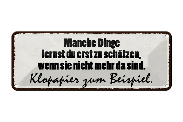 Blechschild Spruch 27X10 Cm Manche Dinge SchäTzen Klopapier Deko Schild Tin Sign-image