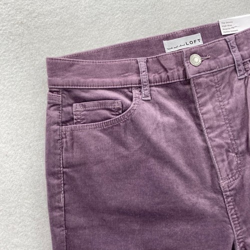LOFT Corduroy Pants Women's 28/6 Petite Skinny Ankle Purple Stretch Fabric NWT - Picture 3 of 13