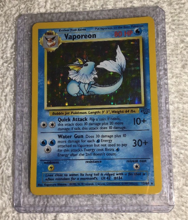 VAPOREON - 12/64 - Jungle - Holo - Pokemon Card - EXC / NEAR MINT