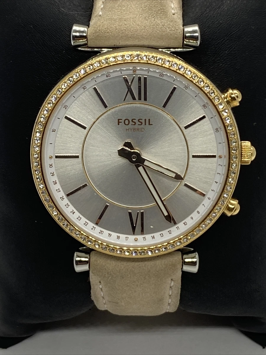 Fossil Carlie FTW5039 Women s Blush Leather Analog Dial Hybrid Smartwatch EY85