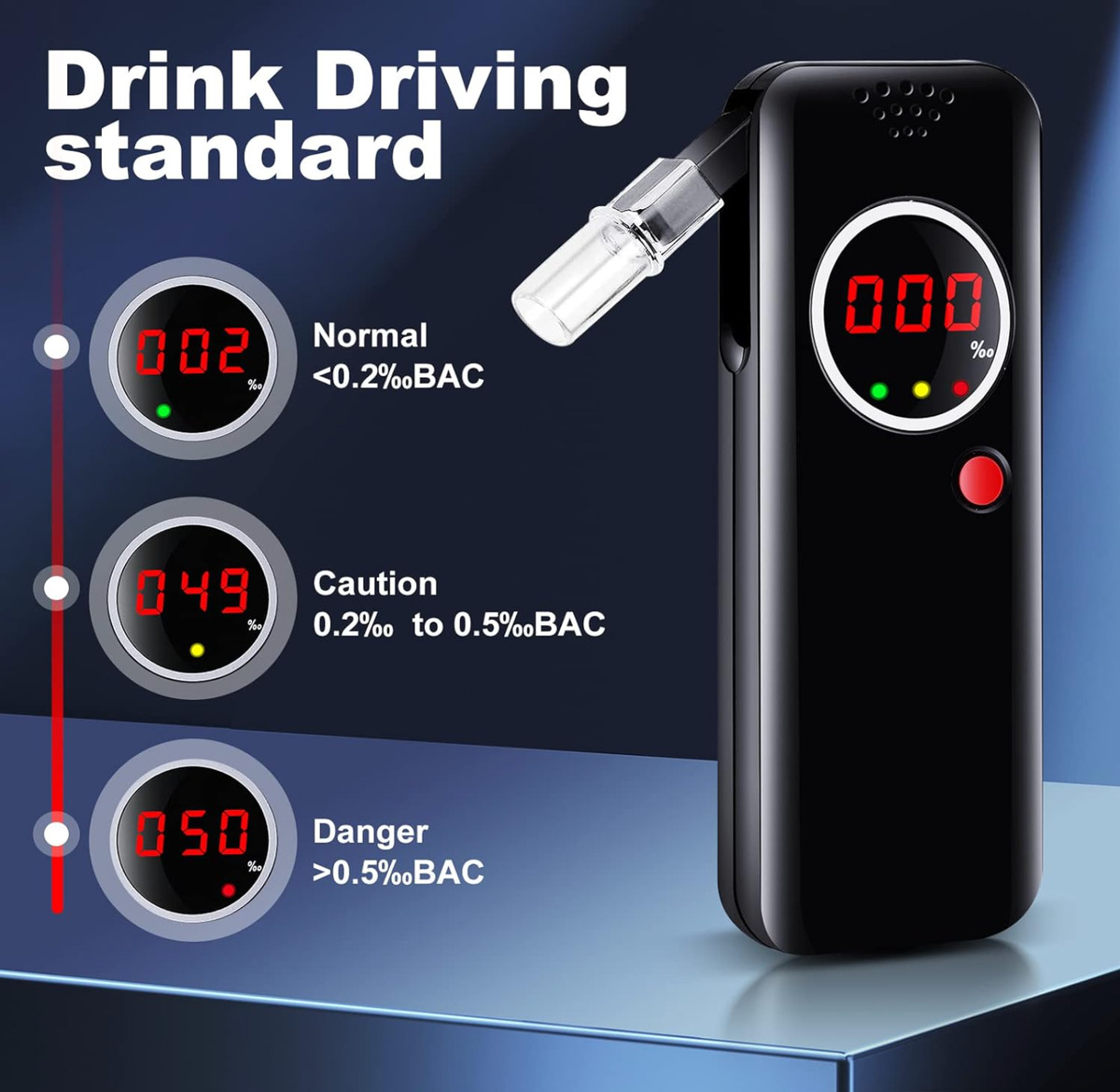 Etilometro,Portatile Test dell'alcool, Professionale Alcool Test con  Sensore