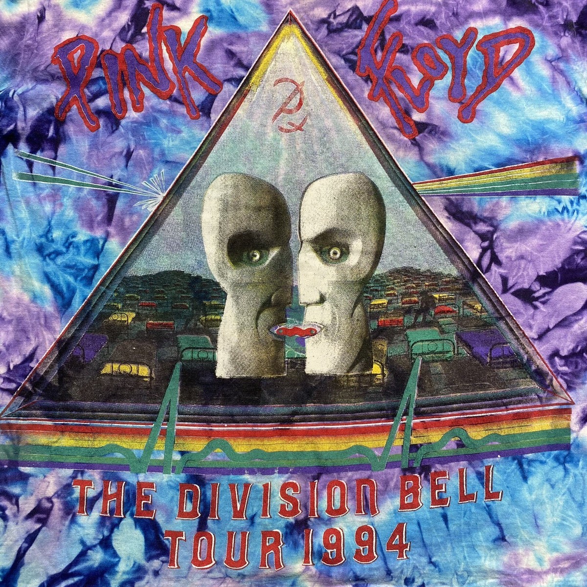 Vintage Pink Floyd Tie Dye 1994 Division Bell Tour T-Shirt RARE Sz