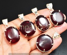 5pcs Lots !! Garnet Gemstone Pendant Wholesale Jewelry 925 Silver Plated