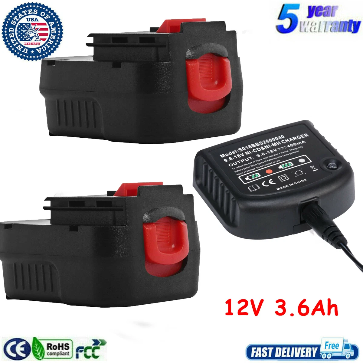 12V Replace for Black and Decker Battery Firestorm FSB12 FS120BX A1712 A12  3.6Ah