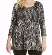 Karen Kane Plus 3L19222W Black Snake Print Stretch Knit Tunic Top,  1X - $130