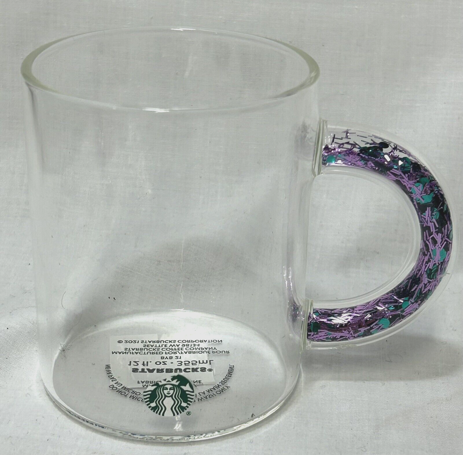 Starbucks 2019 Holiday Purple Glitter Handle Glass Mug