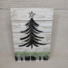 New! Christmas Tree  Star Plaid Moody Wood Sign Wall Winter Decor Free Standing 