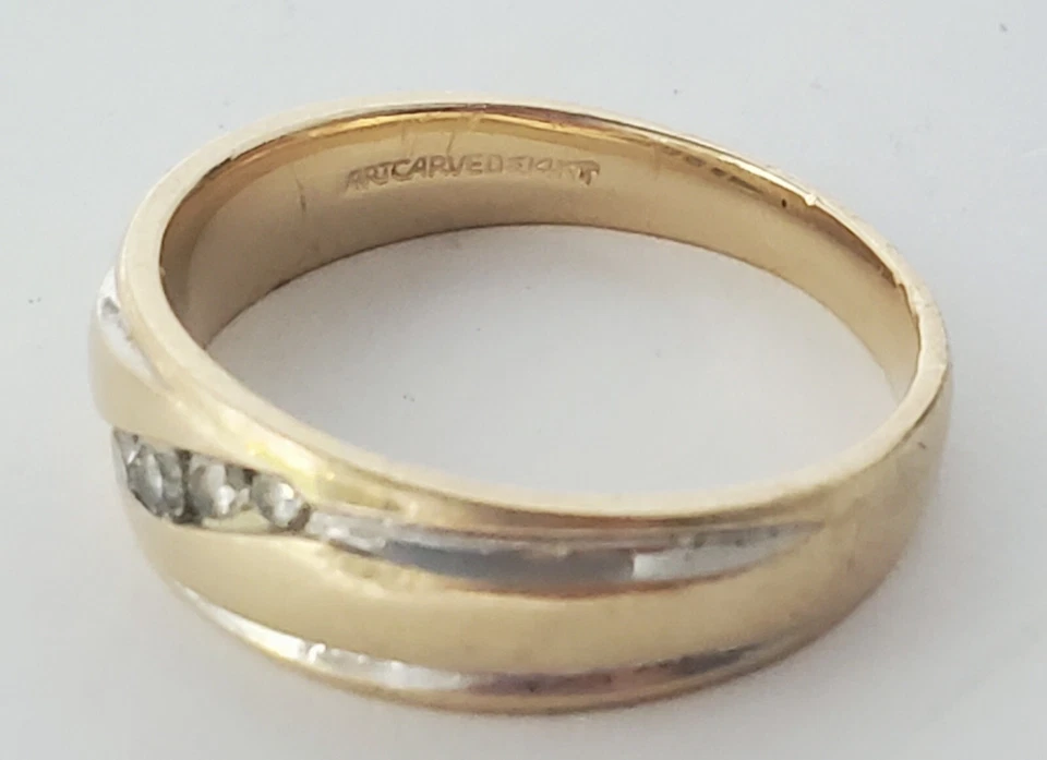 Lote de anillos de boda vintage de diamantes de 0,2 quilates tallados en arte de oro amarillo de 14 K ~10 Foto 4 de 4