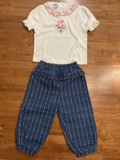 Vintage Oshkosh Bubble Spellout 90s Pants  White Ruffle Top 4T Made in USA