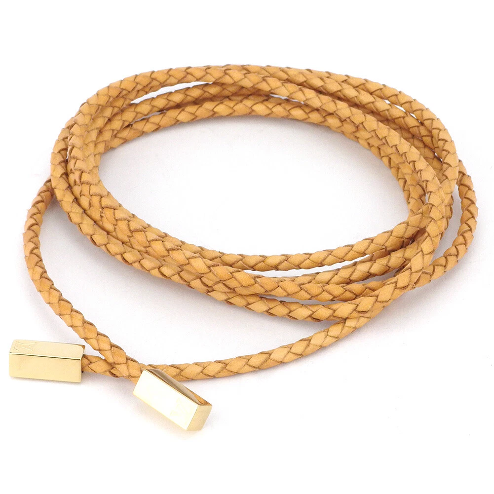 Louis Vuitton belt weave beige leather gold metal fittings used