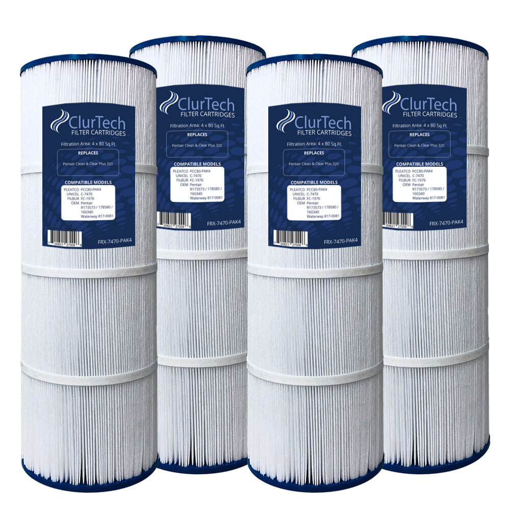 ClurTech Pool Filter Cartridge 4 Pk Pentair Clean & Clear Plus 320