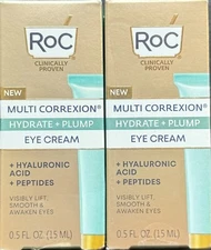 Lot of 2 RoC Multi Correxion Hydrate + Plump Eye Cream 0.5oz (15mL)