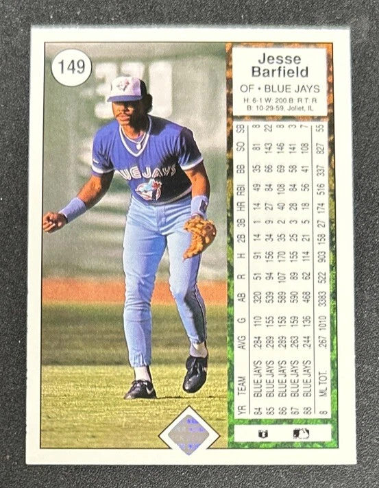 1989 Upper Deck Jesse Barfield Baseball Card #149 Blue Jays OF VGEX O/C - Image 2 of 2