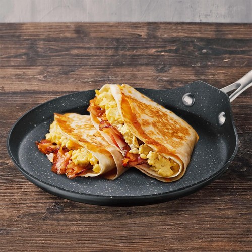 Non-Stick Griddle Pan Round Forged Aluminium Oven Safe MasterPro Vita Black 24cm - Picture 4 of 4