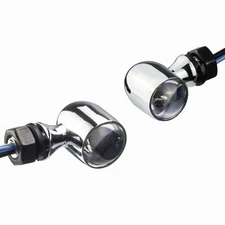 Eagle Lights Mini Bullet Chrome Front LED Turn Signals w/ White Running Light