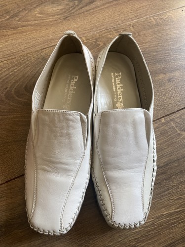 Padders Ladies Leather Moccasin flat Diva shoes cream Pearl UK size 4 extra wide