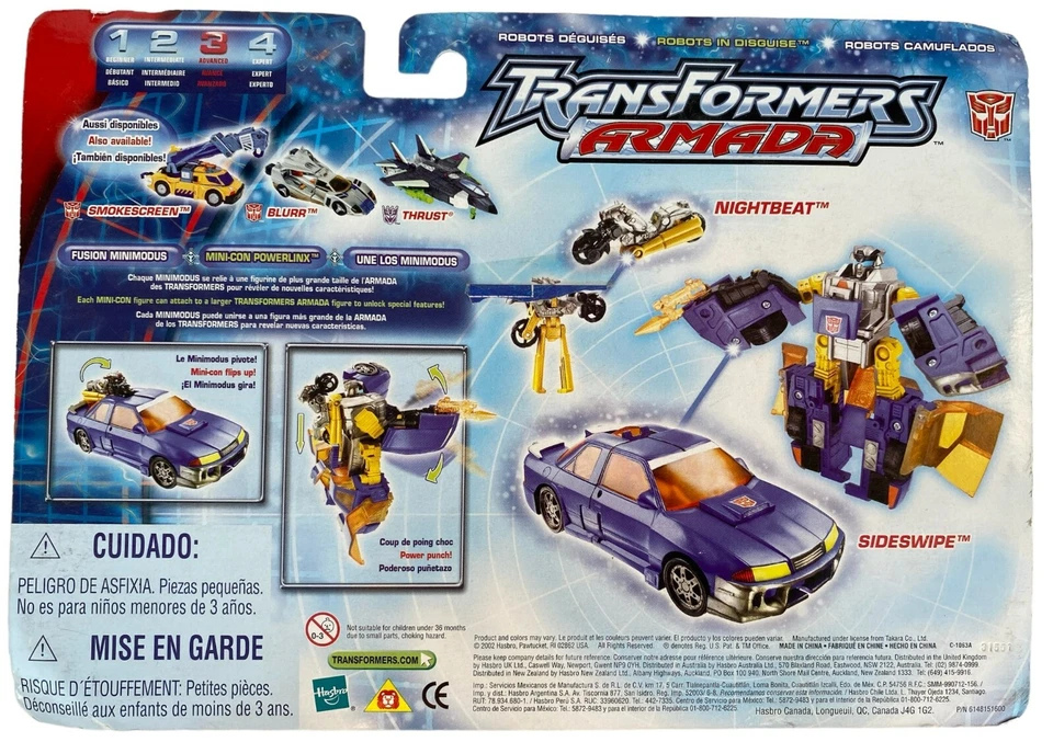 Transformers Armada Sideswipe&Nightbeat Mini-Con Vtg 2002 Action Figure Set NEW - Image 2 of 4