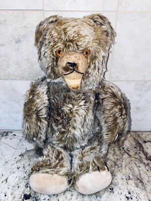 15” Mohair Antique Teddy Bear Stuffed Animal Vintage Brown Zotty
