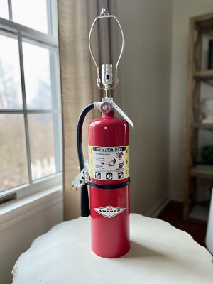 Fire extinguisher lamp. Great Firefighter gift or Man cave item