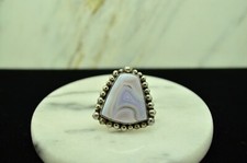 925 STERLING SILVER CRAZY LACE AGATE SOLITAIRE RING BAND SIZE 6.25 B5171