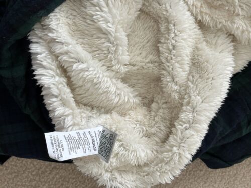 LL Bean Women’s Scotch Plaid Flannel Sherpa Lined Long Robe Medium Blackwatch - Picture 5 of 5