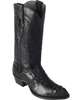 LOS ALTOS R-TOE BLACK GENUINE HORNBACK CROCODILE CAIMAN WESTERN COWBOY BOOT D 